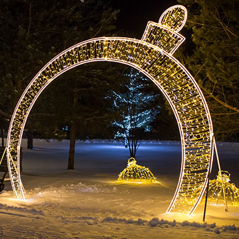 Commercial LED Christmas arch in an outdoor installation