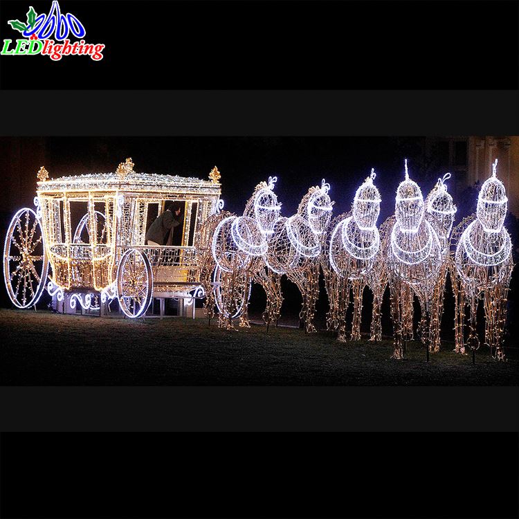 Illuminated 3D horse and sleigh scene from an Alibaba International listing