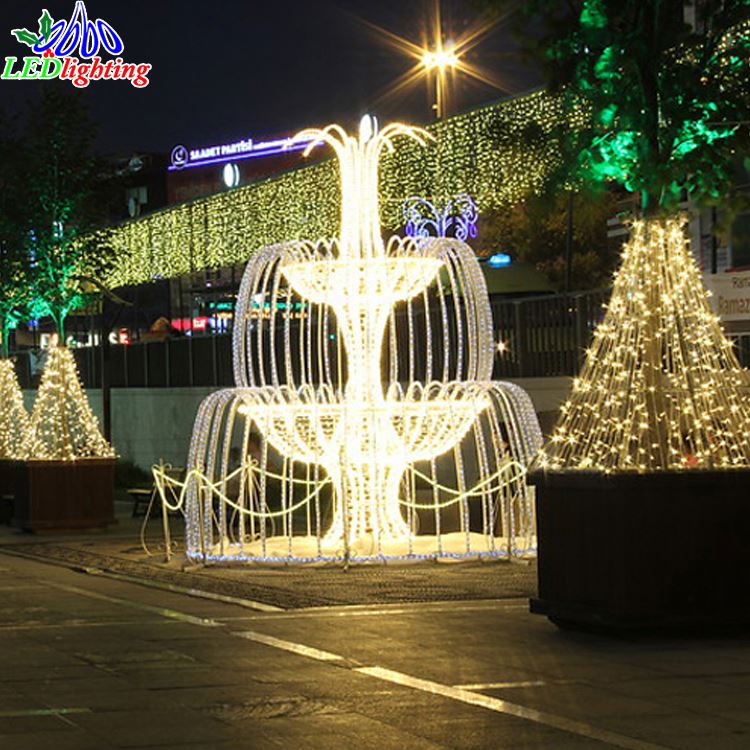 Large LED fountain centerpiece in a public-space installation